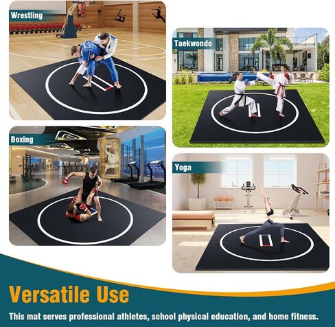 10x10ft Foldable XPE Jiu Jitsu Floor Exercise Mat for Home Foldable Jiu Jitsu Mats 1.2inch Thick for BJJ MMA Grappling Martial Art Boxing Judo in Kuwait