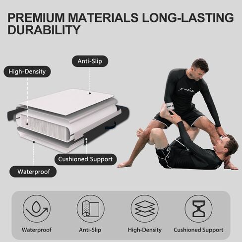 بساط المصارعة القابل للنفخ من كول ويف وسجادات جيو جيتسو للجيم المنزلي أو التدريب في الهواء الطلق، رائع لـ BBJ، MMA، الفنون القتالية، التصارع، الجودو، الملاكمة، اليوجا والمزيد مع هبوط ناعم وارتداد جيد in Kuwait