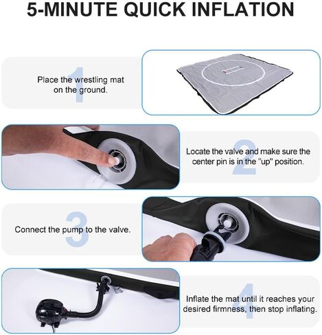 بساط المصارعة القابل للنفخ من كول ويف وسجادات جيو جيتسو للجيم المنزلي أو التدريب في الهواء الطلق، رائع لـ BBJ، MMA، الفنون القتالية، التصارع، الجودو، الملاكمة، اليوجا والمزيد مع هبوط ناعم وارتداد جيد in Kuwait