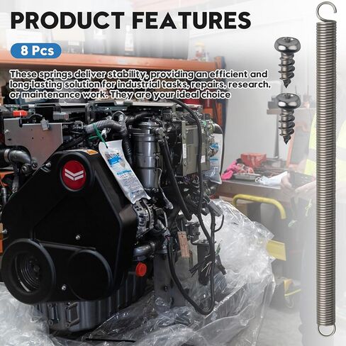 3/8“ x 6-1/2", 0.047" Extended Spring Steel Double Hook Construction Hook-End Tension, Light Duty Spring, with Set Screw, for Mechanical Repair Industry Screen Door(8-Pack) in Kuwait