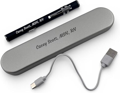 قلم طبي منقوش مخصص للممرضات والأطباء - مصباح LED لقياس الحدقة مع مسطرة، هدية اسم مخصص لـ RN، EMT، طالب الطب (أسود) in Kuwait