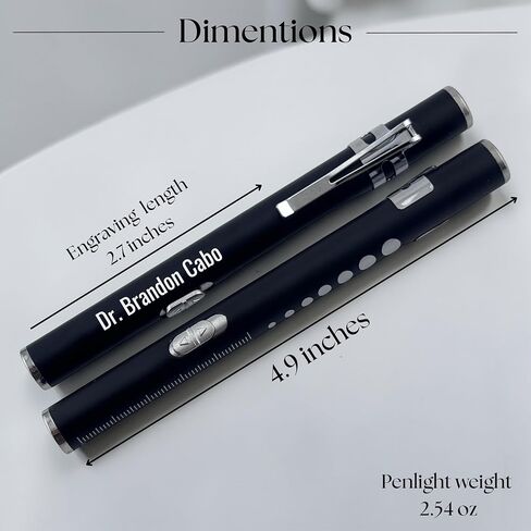 Personalized Engraved Medical Penlight for Nurses & Doctors – LED Pupil Gauge Light with Ruler, Custom Name Gift for RN, EMT, Medical Student (Black) in Saudi Arabia