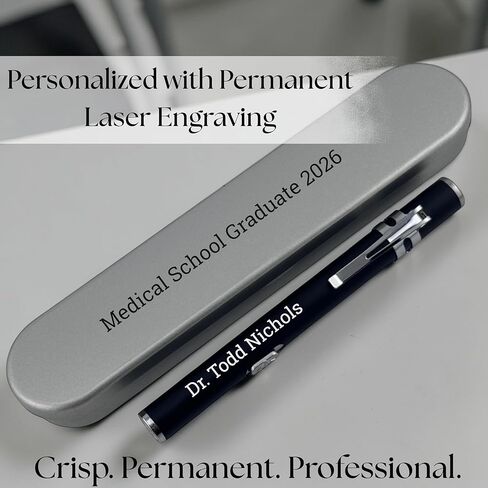 Personalized Engraved Medical Penlight for Nurses & Doctors – LED Pupil Gauge Light with Ruler, Custom Name Gift for RN, EMT, Medical Student (Black) in Saudi Arabia
