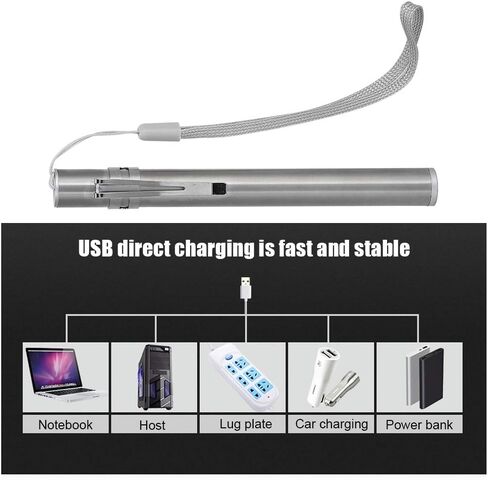 Fafeicy LED USB Penlight Mini Diagnostic Medical Pen Light، مصباح قلم قابل لإعادة الشحن من الفولاذ المقاوم للصدأ مع مشبك جيب + كابل USB للميكانيكي in Saudi Arabia