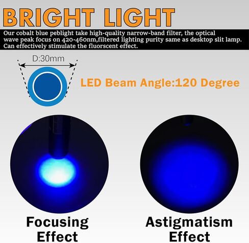 Jeemiter Upgraded Cobalt Blue LED Medical Penlight - for Corneal Injury, Tear Film, Contact Lens & Hirschberg Test Assessment | Essential Tool for Ophthalmologists, Doctors, Nurses in Clinical Exams in Kuwait