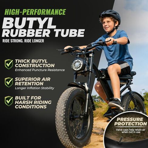16 x 4.0 Inner Tube with Schrader Valve - Ideal for Kids Electric Bike with 16 Inch Fat Tires - Butyl Rubber Durable & Reliable Performance in Saudi Arabia