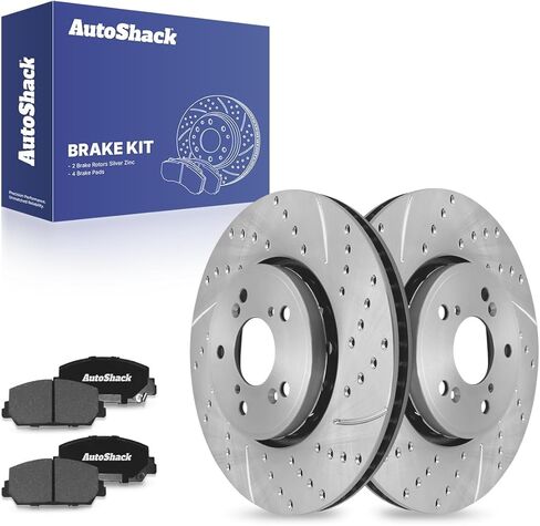 AutoShack Front Brake Kit Replacement for 2013-2018 Acura RDX 2016 ILX V6 AWD FWD Drilled & Slotted E-Coated Disc Brake Rotors Black Ceramic Brakes Pads 12.26" 311.5 mm BRKPK392 in Kuwait