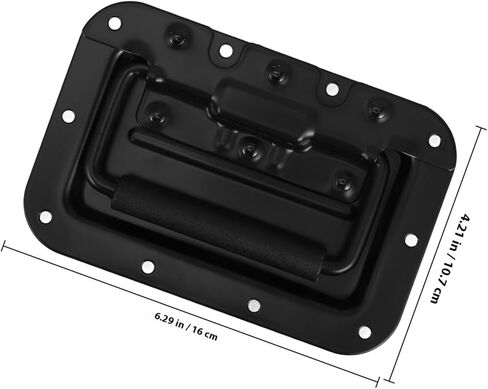 OUNONA Spring Loaded Padded Grip Iron Recessed Pull Handle 8mm for Cabinet Chest Box Industrial Cases, Black Sturdy Hardware Handle for Folding Case and Instrument Cabinets in Saudi Arabia