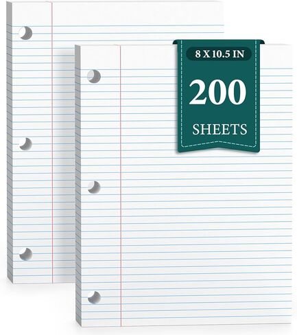 ورقة ورقة فضفاضة ، ورقة دفتر الملاحظات ، 8 × 10.5 ورقة محكم الكلية ، 3 ثقب ورقة الموثق ورق ، ورقة مبطنة لثلاثة جليد ، ورقة محكم الكلية ، 100 ورقة/حزمة حشو ورقة (2 عبوة) in Kuwait