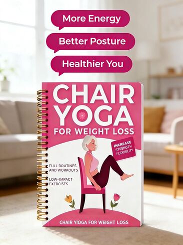30-Day Chair Yoga Guide Book for Beginners, 60 Pages Workouts for Weight Loss & Flexibility, Spiral Bound Senior Exercise Fitness Planners (5.5x8.3 Inch, Pink) in Saudi Arabia