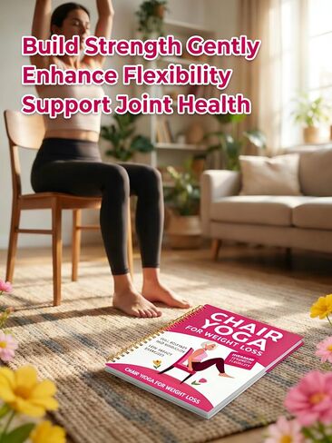 30-Day Chair Yoga Guide Book for Beginners, 60 Pages Workouts for Weight Loss & Flexibility, Spiral Bound Senior Exercise Fitness Planners (5.5x8.3 Inch, Pink) in Saudi Arabia