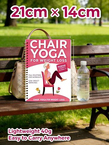 30-Day Chair Yoga Guide Book for Beginners, 60 Pages Workouts for Weight Loss & Flexibility, Spiral Bound Senior Exercise Fitness Planners (5.5x8.3 Inch, Pink) in Saudi Arabia