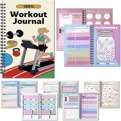 Fitness Journal - Food Journal for Women & Men Planner Log Book, Workout Journal for Track Weight Loss, Muscle Gain, Home Gym Exercise, Daily Nutrition, 5.8 x 8.2" in Saudi Arabia