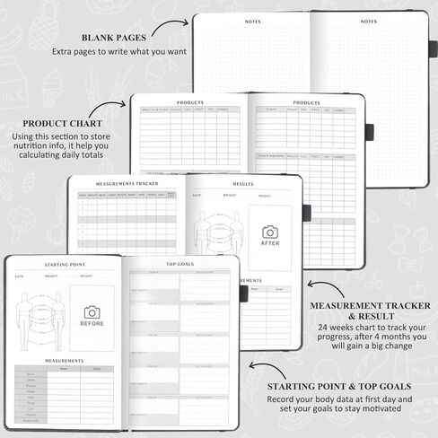 EPEWIZD Food Journal for Weight Loss, Meal Planner & Daily Food Wellness Diary to Count Calories Nutrient Intake,Weight Loss Journal to Track Health (A5 size) Black in Saudi Arabia