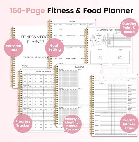 مجلة طعام اللياقة البدنية للنساء - دفتر ملاحظات لمدة 150 يومًا مع شريط قياس: مخطط فقدان الوزن باللون الوردي غير مؤرخ لمتتبع صحة التمارين الرياضية (9.5 بوصة × 7 بوصة) in Kuwait