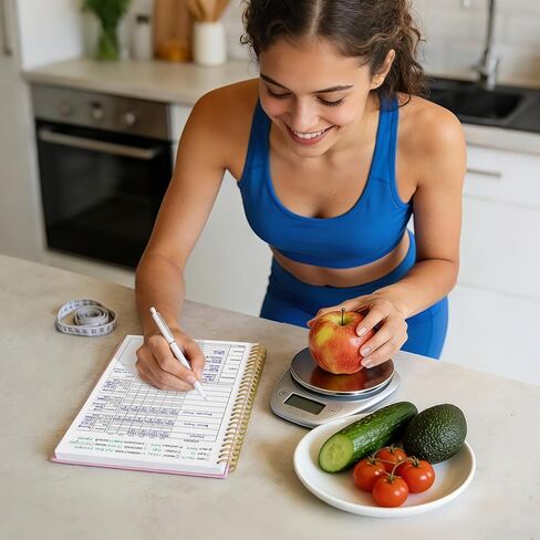 مجلة طعام اللياقة البدنية للنساء - دفتر ملاحظات لمدة 150 يومًا مع شريط قياس: مخطط فقدان الوزن باللون الوردي غير مؤرخ لمتتبع صحة التمارين الرياضية (9.5 بوصة × 7 بوصة) in Kuwait