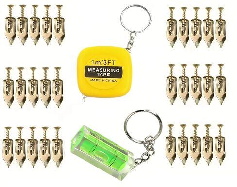 Self Drilling Drywall Anchors with Screws Kit - 62Pcs Heavy Duty Metal Expansion Bolt for Drywall, Includes 1m Tape Measure & Mini Level, No Drill Needed for TV, Shelf, Cabinets in Kuwait