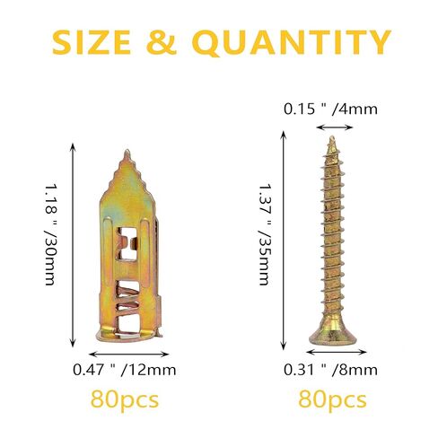 160 قطعة من مراسي الحوائط الجافة ذاتية الحفر مع مجموعة براغي، بدون مثقاب أو ثقوب في الحائط (80 قطعة من المراسي الفولاذية و80 قطعة من براغي الزنك) in Kuwait