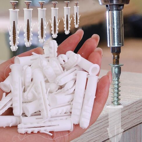 100pcs/bag Self-Tapping Plastic Expansion Tube Screw White Expansion Anchors Drywall Anchors Wall Plugs DIY Home Fasteners (2.5 * 0.7cm) in Saudi Arabia