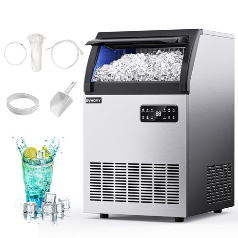 EUHOMY Commercial Ice Maker,350lbs/24H,Stainless Steel Under Counter Ice Machine with Water Filter,44lbs Storage Capacity, 126 Cubes in 8-12 Mins, Freestanding Ice Machine for Home/Bar/Cafe/Restaurant in Kuwait