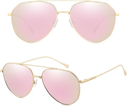 النظارات الشمسية للجنسين المتضخمة - طيار شمسي - طيار خفيف الوزن ، وأشعة فوق البنفسجية 400 ووسادة الأنف القابلة للتعديل in Kuwait