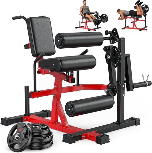 جهاز تمديد وتجعيد الساق XDDIAS، جهاز تمرين الساق للجلوس/الاستلقاء قابل للتعديل لصالة الألعاب الرياضية المنزلية، معدات تمرين الساق المحملة بلوحة 1000 رطل مع وسادة تثبيت للفخذ، أكمام ممتدة تناسب لوحة 1 بوصة/2 بوصة in Kuwait