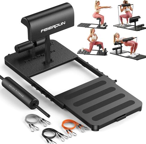 FEIERDUN HT1 Hip Thrust Machine for Home Gym, 350lbs Glute Workout Equipment with Padded Barbell Bar and Resistance Bands, Foldable Hip Thrust Bench for Hip Thrust, Sissy Squat in Kuwait