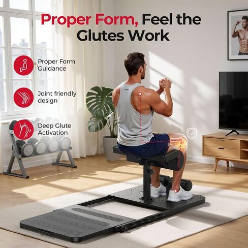 FEIERDUN HT1 Hip Thrust Machine for Home Gym, 350lbs Glute Workout Equipment with Padded Barbell Bar and Resistance Bands, Foldable Hip Thrust Bench for Hip Thrust, Sissy Squat in Kuwait