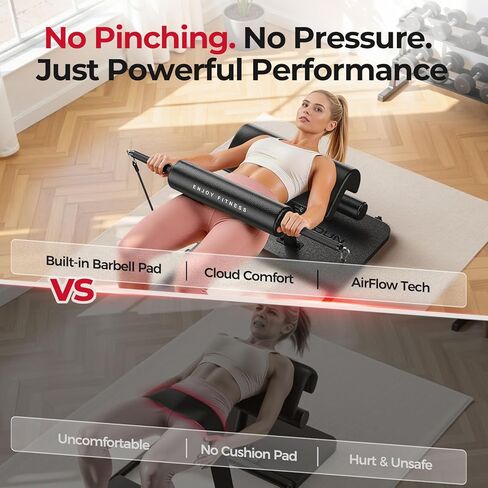 FEIERDUN HT1 Hip Thrust Machine for Home Gym, 350lbs Glute Workout Equipment with Padded Barbell Bar and Resistance Bands, Foldable Hip Thrust Bench for Hip Thrust, Sissy Squat in Kuwait