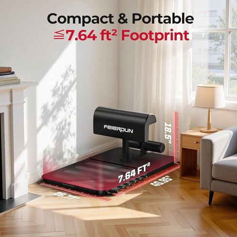 FEIERDUN HT1 Hip Thrust Machine for Home Gym, 350lbs Glute Workout Equipment with Padded Barbell Bar and Resistance Bands, Foldable Hip Thrust Bench for Hip Thrust, Sissy Squat in Kuwait