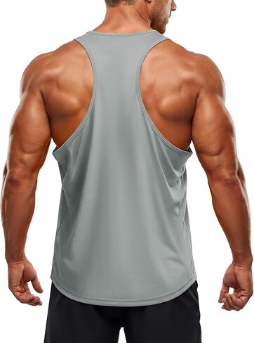 TACVASEN MEN'S Y-BACK FIT TANK TOPS TOPS UPF أكثر من 50+ قمصان أكمام عضلية صالة ألعاب رياضية تعمل in Saudi Arabia