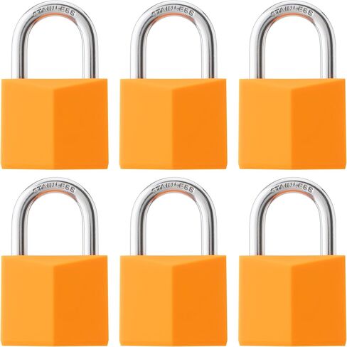 Orange Covered Brass Keyed Padlock with Stainless Steel Shackle, 1-9/16 Inch Lock Body, Rustproof Lock for Luggage Gate Fence Hasp Cabinet Toolbox Gym School Locker in Kuwait