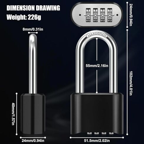 Padlock Lock Set Storage Unit School Gym Locker Pick with Stainless Steel Outdoor Weatherproof Lock Kit Locker Waterproof Shackle Picking and Solid Brass Body Rustproof Long for Sheds in Kuwait