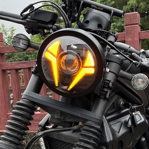7inch Motorcycle Headlight Housing 7in Chrome CNC Aluminum Alloy Headlight Bucket 7‘’ Front Head Light Outer Shell with 32-40mm Fork Tube Side Mount Brackets,Housing Only in Saudi Arabia