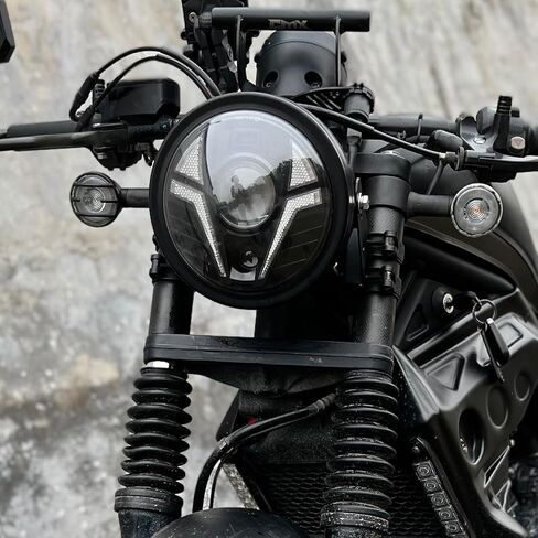 7inch Motorcycle Headlight Housing 7in Chrome CNC Aluminum Alloy Headlight Bucket 7‘’ Front Head Light Outer Shell with 32-40mm Fork Tube Side Mount Brackets,Housing Only in Saudi Arabia