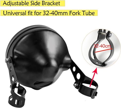 7inch Motorcycle Headlight Housing 7in Chrome CNC Aluminum Alloy Headlight Bucket 7‘’ Front Head Light Outer Shell with 32-40mm Fork Tube Side Mount Brackets,Housing Only in Saudi Arabia