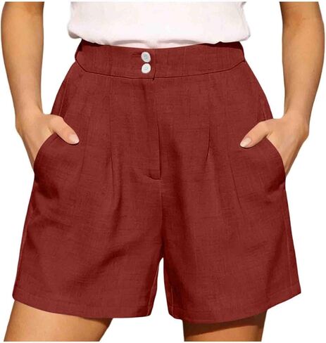 Womens High Waisted Shorts Dressy Casual Summer Work Shorts with Pockets Elastic Waist Wide Leg Beach Short 2026 in Saudi Arabia