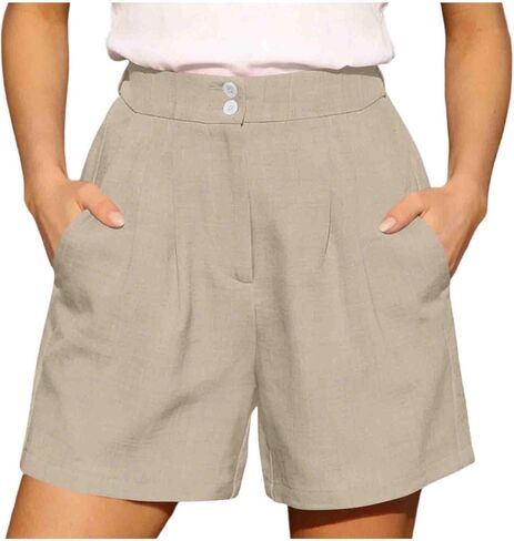 Womens High Waisted Shorts Dressy Casual Summer Work Shorts with Pockets Elastic Waist Wide Leg Beach Short 2026 in Saudi Arabia