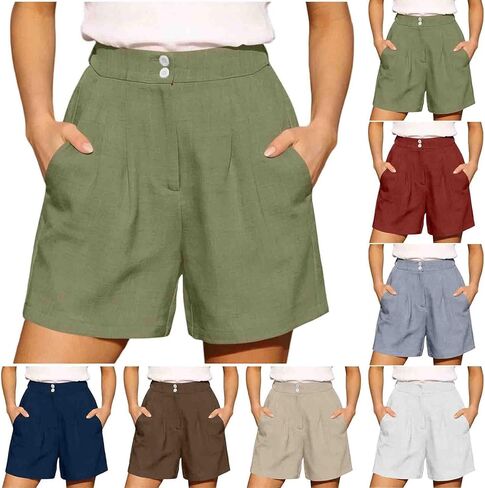 Womens High Waisted Shorts Dressy Casual Summer Work Shorts with Pockets Elastic Waist Wide Leg Beach Short 2026 in Saudi Arabia