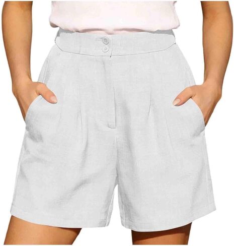 Womens High Waisted Shorts Dressy Casual Summer Work Shorts with Pockets Elastic Waist Wide Leg Beach Short 2026 in Saudi Arabia