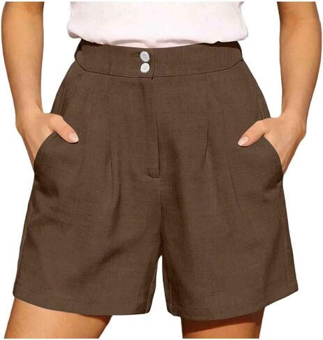 Womens High Waisted Shorts Dressy Casual Summer Work Shorts with Pockets Elastic Waist Wide Leg Beach Short 2026 in Saudi Arabia