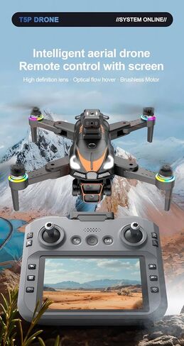 طائرة بدون طيار T5P مع كاميرا مزدوجة، مجهزة بجهاز تحكم عن بعد بشاشة 2.4 بوصة، عدسة 720 بكسل عالية الدقة 90 درجة قابلة للتعديل، كاميرا مزدوجة كوادكوبتر، تطبيق واي فاي، قلاب ثلاثي الأبعاد، تثبيت تلقائي، وضع التدفق البصري، طائرة بدون طيار قابلة للطي للمبتدئي in Kuwait