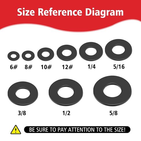 100PCS 1/4'' x 5/8'' SAE Black Flat Washers 304 Stainless Steel Universal Flat Washer, 1.5mm Thick in Kuwait