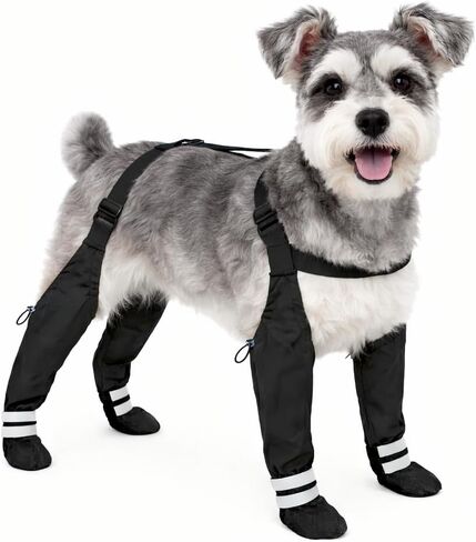 Suspender Boots for Large Dogs, Tall Dog Boots Anti-Slip & Fall Waterproof Dog Shoes Leggings, Adjustable Paws Protector for Large Dogs Winter Snow Rain Hiking (XL) in Kuwait