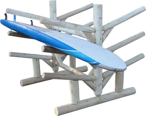 6-Place Paddle Board/SUP Log Rack, Freestanding Paddle Board Storage Rack, Surfboard Racks for Garage, Heavy Duty Paddleboard Holder Sport Outdoor, Surfboard - Natural in Kuwait