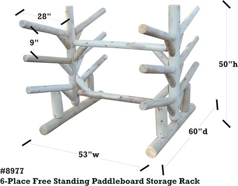 6-Place Paddle Board/SUP Log Rack, Freestanding Paddle Board Storage Rack, Surfboard Racks for Garage, Heavy Duty Paddleboard Holder Sport Outdoor, Surfboard - Natural in Kuwait
