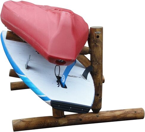 2-Place One-Sided SUP Log Racks, Freestanding Kayak Rack Outdoor, Surf Board Racks for Storage, SUP Paddle Board, Standing Kayaks Storage, Paddle Holder - Canyon Brown in Kuwait