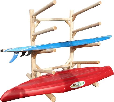 5-Place One-Sided SUP Log Rack, Outdoor Kayak Storage Racks, Paddle Board Rack for Storage Organizer, SUP Racks for Boat Storages, Paddleboard Stand - Canyon Brown + 15" Anchor Kit in Kuwait