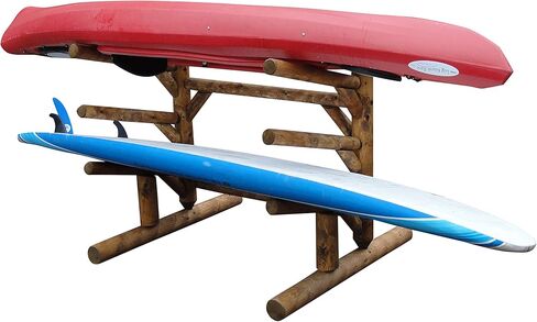 3-Place, One-Sided SUP Log Rack, Paddle Board Holder, Kayak Holder for Outside, Surfboard Stand, Paddle Boat Storage, Freestanding for Kayaks SUP Boards - Canyon Brown in Kuwait