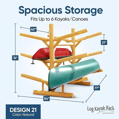 6-Place/Canoe Racks, Freestanding Paddle Board Storages, Surfboard Stand, Canoe Paddles or SUP Storage Racks, Paddle Board Rack for Outdoor Storage - Natural + 15" Anchor Kit in Kuwait